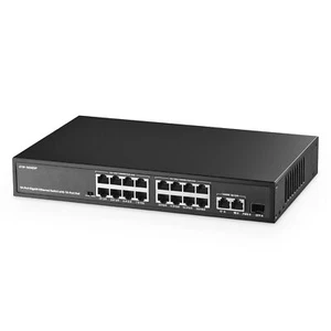 19 Port Gigabit POE Switch 16 Ports POE+ 1000Mbps 2 Gigabit Uplink 1 Gigabit ... - Photo 1/8