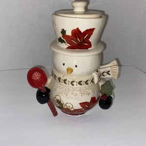 Grasslands Road Christmas Snowman Hot Chocolate Candy Jar Canister 3Compartments - Picture 1 of 15