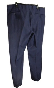 Ralph Lauren Purple Label Linen Midnight Blue Pants Cuffed Suspender Buttons - Picture 1 of 17