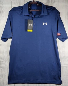 S Under Armour 1363139 Men's UA Freedom Logo Short Slv. Polo Golf Shirt Navy NWT - Picture 1 of 5