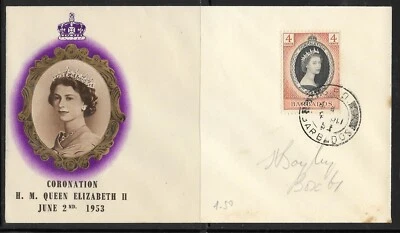 UK  Barbados Old FDC Cover Elizabeth II Coronation 1953 - Image 1 of 2