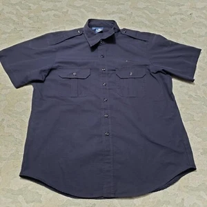 Propper Shirt Mens Large Blue Pockets Short Sleeve Button-Up Workwear Ripstop - Picture 1 of 11