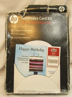 HP Photo Card Kit Glossy Photo Sheets Paper Two Smiles *The card that is a gift* - Image 1 of 4