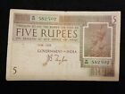 Rare British India Five 5  Rupees George V 1917 - 1930  J.B. Taylor