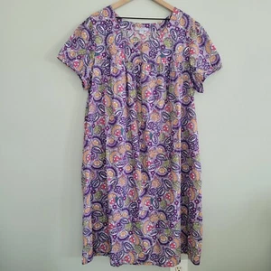 Only Necessities Lounger Nightgown Dress Purple Floral Womens Size 1X 22/24 - Picture 1 of 7