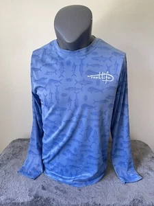 Reel Life Herren Langarm Angeln T-Shirt XL blau Rashguard Haie Fisch Print - Bild 1 von 12
