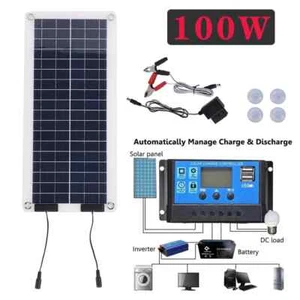 Solar Panel 100W + 10A Controller Battery Power Bank - Picture 1 of 13