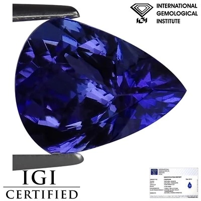 2.29 Ct IGI Certified AA+ Natural Tanzanite Gemstone Blue Violet Pear Cut - Image 1 of 2