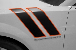 Hash Marks Hood Race Stripes Graphic Decals for Chevy Camaro 10-15 ORG BLK - Picture 1 of 2
