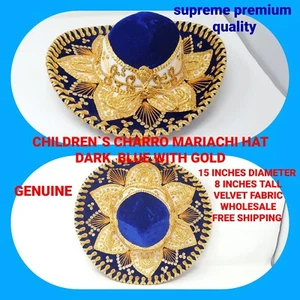 children toddlers mexican mariachi charro hat blue  and gold - Picture 1 of 10