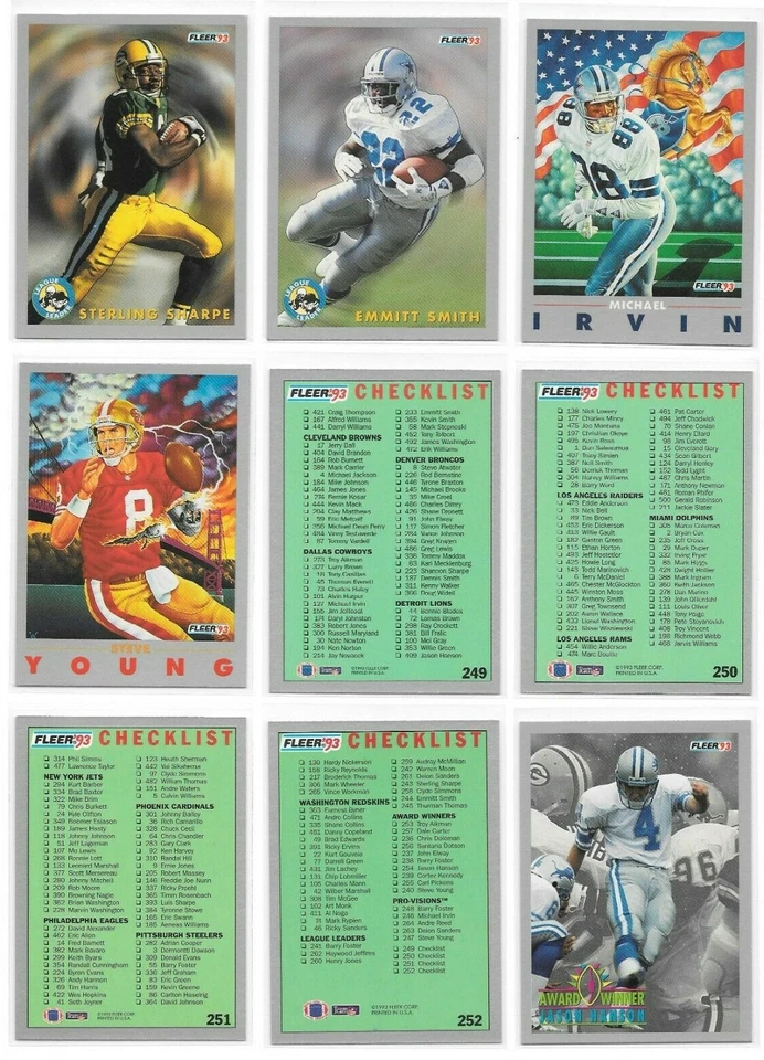1993 Fleer Football Trading Cards / Pick / Choose From List  #s 251 - 500 / mb37 - Image 1 of 1