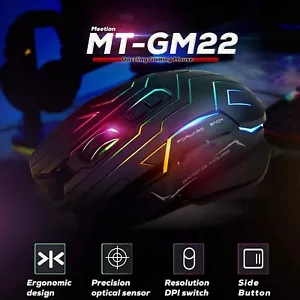 MEETION Gaming Mouse 6+1 scroll wheel Button 4800dpi RGB Lightweight MT-GM22 - Afbeelding 1 van 7