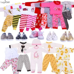 2Pcs/Set Pajamas Doll Clothes Dress 18Inch Girl Doll 43cm New Born Baby Doll - Picture 1 of 21