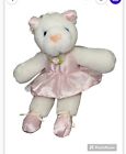 Rare Kellytoy White Kitty Ballerina Pink Satin Dress Shoes  Ears  Lovey Toy 8”