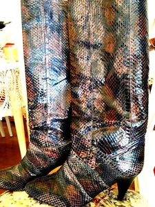 NEW   Genuine Python Skin Boots Size EU 40 UK 7 USA 10 - Picture 1 of 5