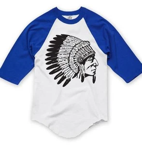 NW PRINTED INDIAN SKULL HIPSTER FUNNY 3/4 SLEEVES REGLAN BASEBALL COTTON T-SHIRT - Picture 1 of 10