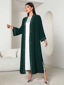 Dubai Open Kimono Abaya Cardigan Maxi Dress Muslim Women Kaftan Robe Robe Gown - Picture 1 of 30
