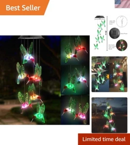 Beautiful Glass Hummingbird Wind Chime with LED - Perfect for Yard & Party Decor - Picture 1 of 9