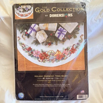 Dimensions Gold Holiday Harmony Tree Skirt 8671 Counted Cross Stitch Karen Avery - Image 1 of 4