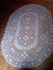  Traumhafte  geklöppelte Spitzentischdecke,  ca 190 x130 cm - Bild 1 von 9
