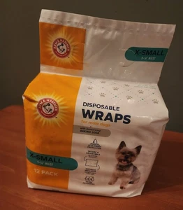 Disposable Male Wrap Dog Diapers XS X-Small Arm & Hammer 12ct 9-14" Waist - Picture 1 of 4