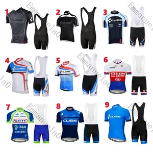 Men's Cycling Jersey Suit CUBE MTB Bike Clothes Short Sleeve Gel Bib Pants Set - Picture 1 of 21
