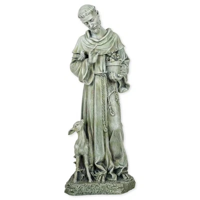 by Roman,18" H St. Francis with Fawn Garden Statue, Religious Outdoor Decor, ... - Image 1 of 4