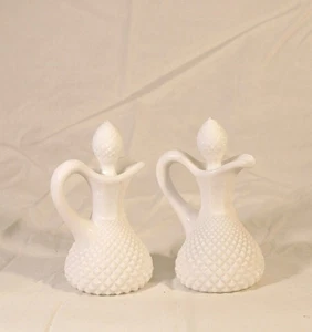 2 Tappi Cruet Vintage Westmoreland Inglese Diamante Piano Cottura Bianco Vetro Latte - Foto 1 di 2