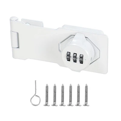 4,5-Zoll-Schrank-Passwortschloss, 3-stelliges 180-Grad-Scheunentürschloss, weiß - Bild 1 von 4