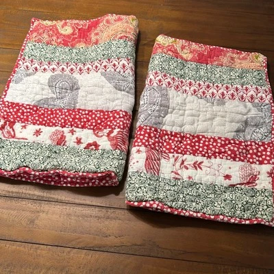 Pottery Barn Mix & Match Patchwork Red Polka Dot Shams Set of 2 Standard Cotton - Image 1 of 4