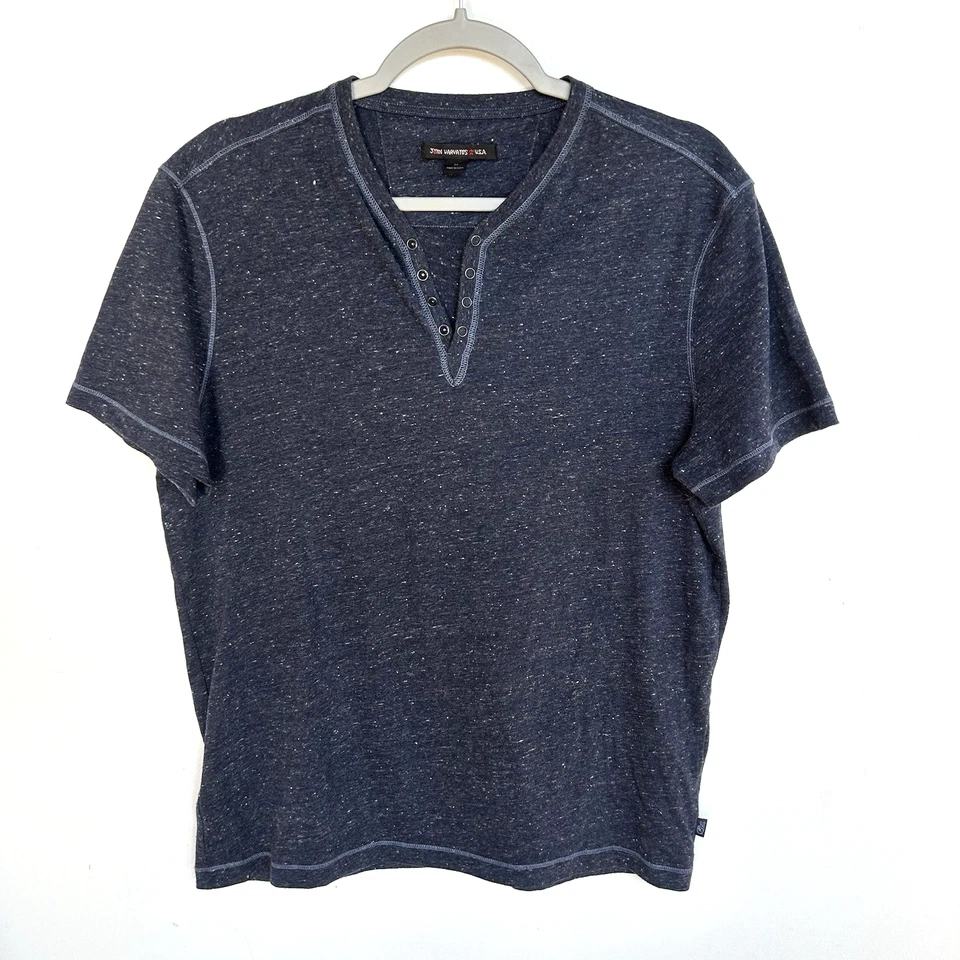 John Varvatos Star USA Men's Ocean Blue Waylon Burnout Snap Henley T-Shirt Sz M - Image 1 of 4