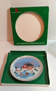 Vintage 1993 Porzellan Weihnachten Andenken Sammelteller, Winter, American Greeting, Neu im Karton - Bild 1 von 5