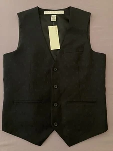 Men's PERRY ELLIS Black Paisley Dress Vest S Small NEW NWT Nice! - Picture 1 of 8