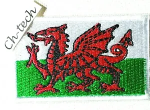 Embroidered Wales Welsh Dragon Flag Iron/Sew On Patch Rugby UK Badge 7 X 4.3 cm  - Picture 1 of 2