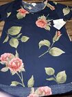 NEW Women’s Lularoe Classic T Shirt Top Blue/Pink Blush Roses Floral XL 18/20 🦄