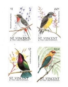 St. Vincent 1996 - Birds Flowers - Set of 4 Stamps - Scott #2286-9 - MNH - Picture 1 of 1