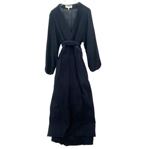 Mara Hoffman Swim Plunging V-Neck Cotton Gauze Long Cover Up Dress Black 53 x 15 - Picture 1 of 6