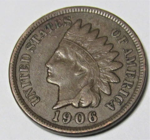 1906 1 Cent - Indian Head Cent - Liberty Readable on Headband Cover