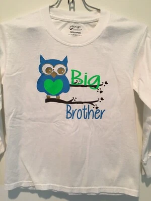 Big Brother Shirt, Owl Design, Long Sleeve Tshirt Youth Small 6/8 T-shirt - Image 1 of 4