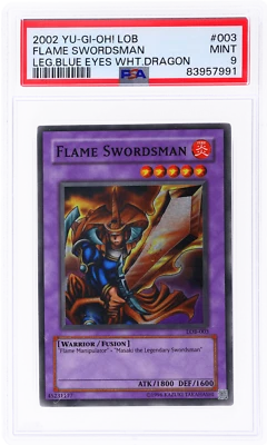 2002 Yu-Gi-Oh Legend of Blue Eyes White Dragon Flame Swordsman Sr #LOB3 PSA 9 - Image 1 of 2