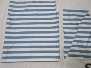 Water Repellent Outdoor Fabric Blue & White Wide Striped 49" by 64" Overall - Picture 1 of 6