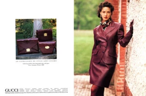 Gucci 1989 cuero vintage moda 2 páginas anuncio de revista - Imagen 1 de 1