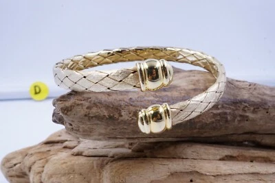 Brazalete trenzado tono oro acabado satinado plata de ley firmado por VERONESE 71/2"" Foto 1 de 4