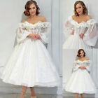 Sparkling Short Wedding Dresses Off Shoulder Tea Length Princess Bridal Gowns