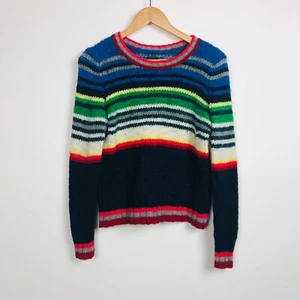 American Eagle Damen gestreifter Langarm Pullover Pulli Wollmischung Medium - Bild 1 von 5