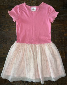 Hanna Andersson Dress Size 6/7 or 120 Pink with Gold Sparkles - Picture 1 of 4