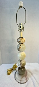 Vtg. Natural Alabaster Agate Table Lamp w/ Brass Accents 29" T Beautiful! MCM - Picture 1 of 6