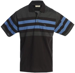 Platoon Mens Regular Fit Striped Polo Shirt with Pocket - E381 Grey/Black - Picture 1 of 1