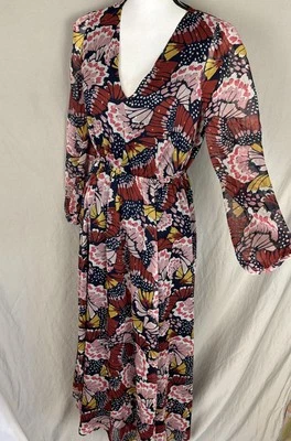 Boden Glitter Butterfly Wings 2P Long Sleeve Floral Dress Midi Sheer Sleeves - Image 1 of 4