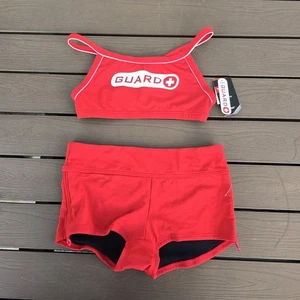 TYR Damen Solid Red Life Guard Racerback Top mit Boyshorts Gr. S Neu Probe - Bild 1 von 3